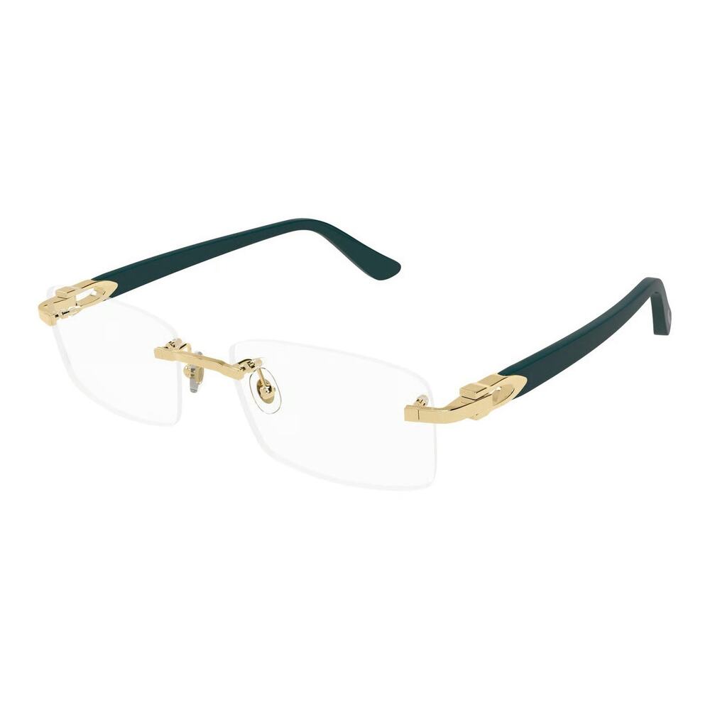 CARTIER CT0287O 009 Gold Green Transparent Clear Eyeglasses Rx Able AUTHENTIC - Picture 2 of 11